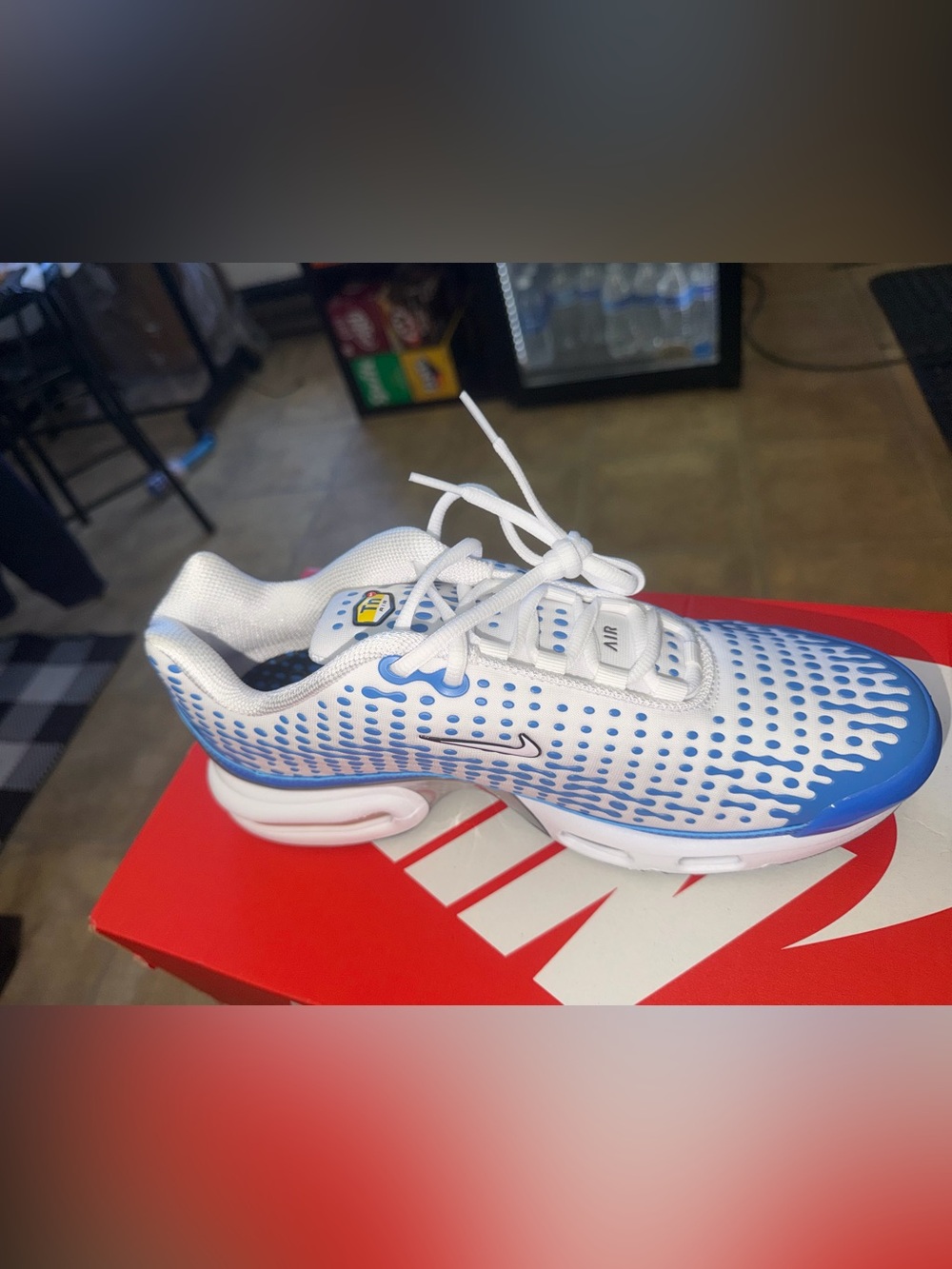 Nike Kids White and Blue Dotted Athletic Sneakers